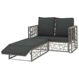 vidaXL Set Divani da Giardino 2pz con Cuscini Polyrattan Gri