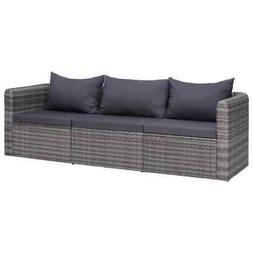 vidaXL Set Divani da Giardino 3 pz con Cuscini Polyrattan Gr