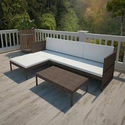 Da Giardino In Polyrattan Marrone Sofa 3 Posti Con Tavolino