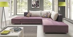 Ad Angolo Sof&agrave; Moderno Comfort Con Funzione Sleep Beige Gri