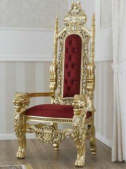 Trono Lion stile Barocco Francese poltrona reale foglia oro 