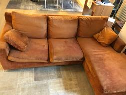 Letto Da Tre Posti Con Chaise Longue In Tessuto Arancione