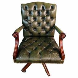 Verde Vintage Chesterfield Pelle Captains Sedia da Ufficio