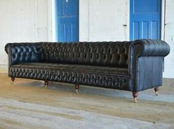 Chesterfield 480cm Imbottitura Sof&agrave; 5 Posti Pelle Tessuto #